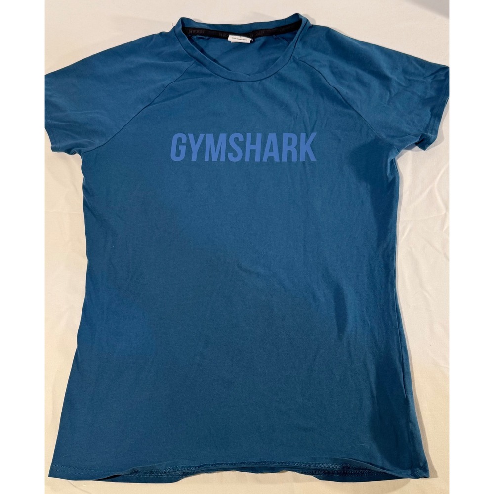 Gymshark Womens Large Teal Blue Short Sleeve Logo Activewear Workout T-Shirt